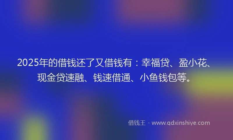 2025年的借钱还了又借钱有：幸福贷、盈小花、现金贷速融、钱速借通、小鱼钱包等。