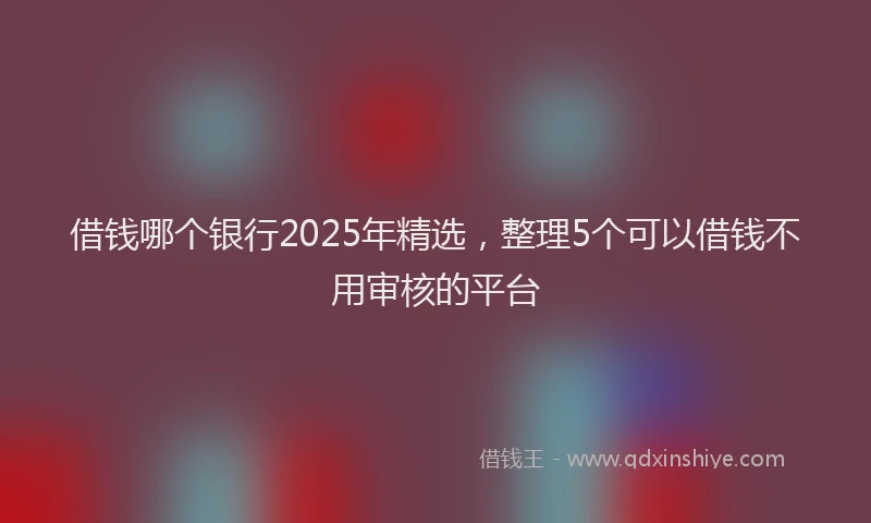 借钱哪个银行2025年精选，整理5个可以借钱不用审核的平台