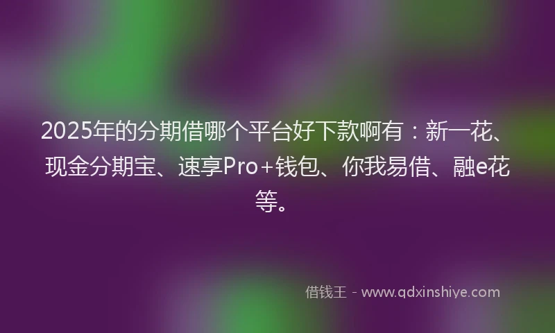 2025年的分期借哪个平台好下款啊有：新一花、现金分期宝、速享Pro+钱包、你我易借、融e花等。