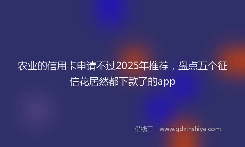 农业的信用卡申请不过2025年推荐，盘点五个征信花居然都下款了的app