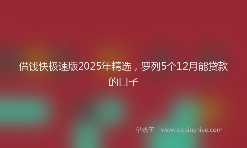 借钱快极速版2025年精选，罗列5个12月能贷款的口子
