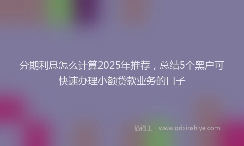 分期利息怎么计算2025年推荐，总结5个黑户可快速办理小额贷款业务的口子