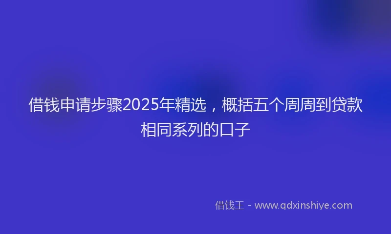 借钱申请步骤2025年精选，概括五个周周到贷款相同系列的口子