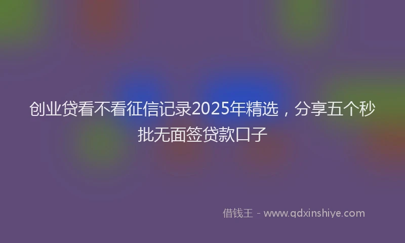 创业贷看不看征信记录2025年精选，分享五个秒批无面签贷款口子