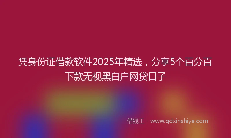 凭身份证借款软件2025年精选，分享5个百分百下款无视黑白户网贷口子