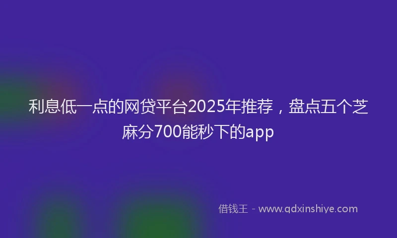 利息低一点的网贷平台2025年推荐，盘点五个芝麻分700能秒下的app