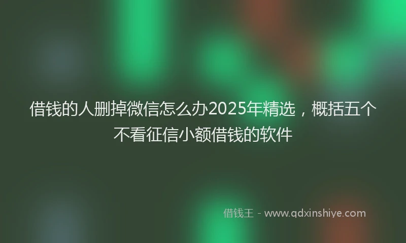 借钱的人删掉微信怎么办2025年精选，概括五个不看征信小额借钱的软件