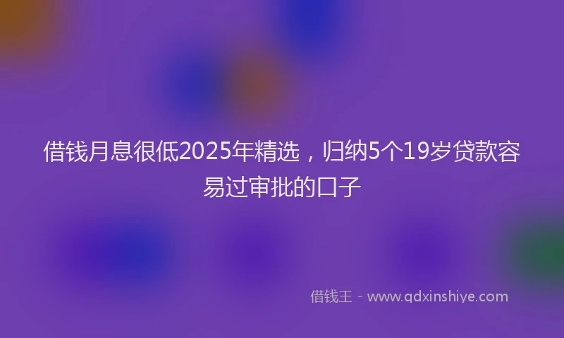 借钱月息很低2025年精选，归纳5个19岁贷款容易过审批的口子