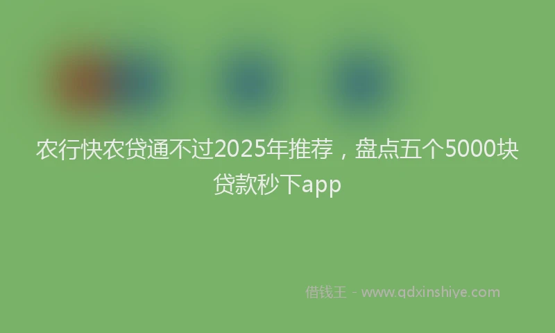 农行快农贷通不过2025年推荐，盘点五个5000块贷款秒下app