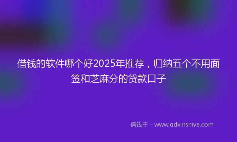 借钱的软件哪个好2025年推荐，归纳五个不用面签和芝麻分的贷款口子