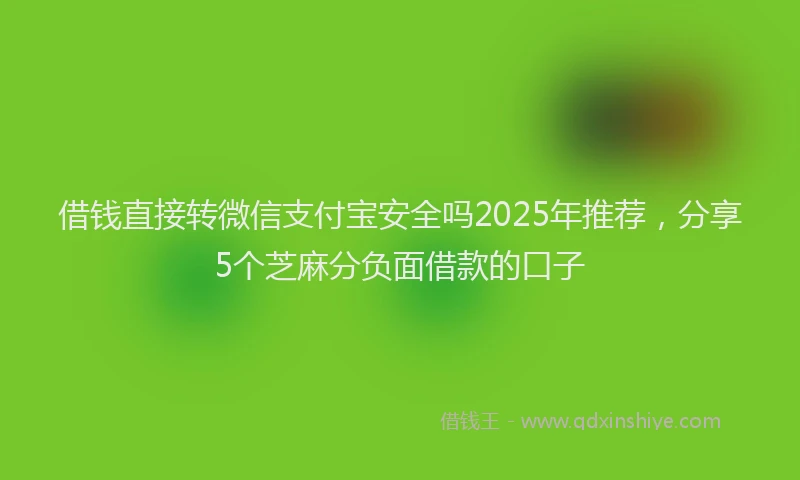 借钱直接转微信支付宝安全吗2025年推荐，分享5个芝麻分负面借款的口子