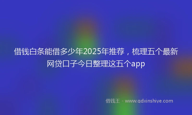 借钱白条能借多少年2025年推荐，梳理五个最新网贷口子今日整理这五个app