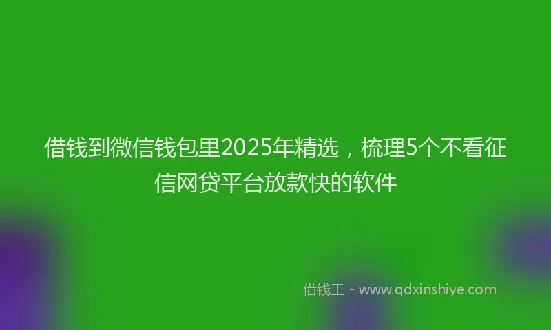 借钱到微信钱包里2025年精选，梳理5个不看征信网贷平台放款快的软件