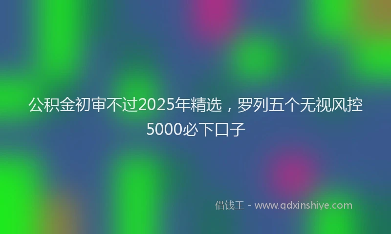 公积金初审不过2025年精选，罗列五个无视风控5000必下口子