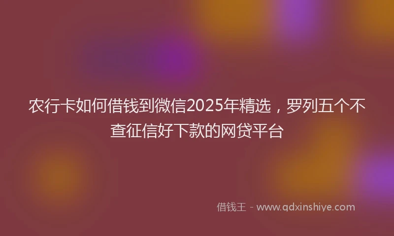 农行卡如何借钱到微信2025年精选，罗列五个不查征信好下款的网贷平台