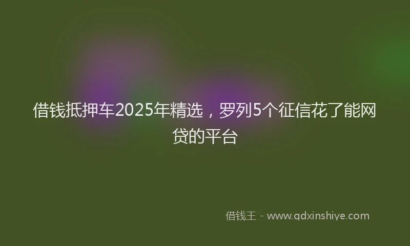 借钱抵押车2025年精选，罗列5个征信花了能网贷的平台