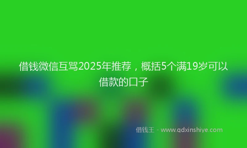 借钱微信互骂2025年推荐，概括5个满19岁可以借款的口子
