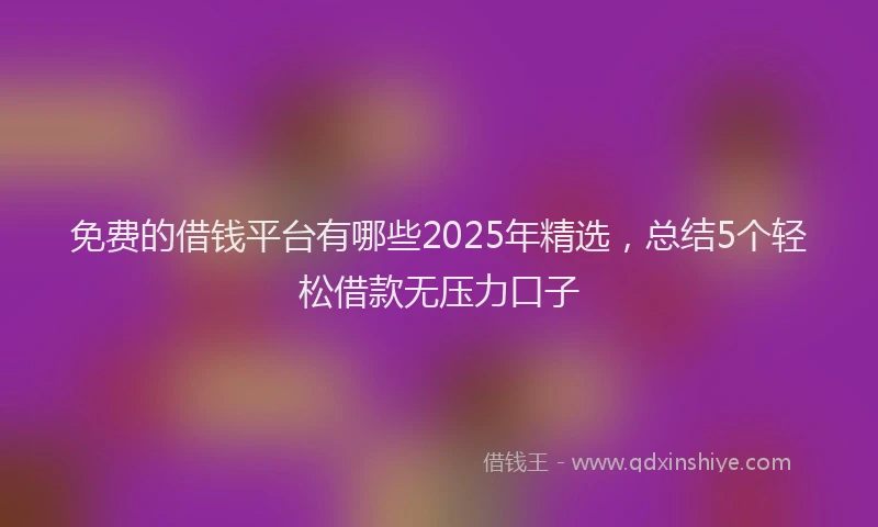 免费的借钱平台有哪些2025年精选，总结5个轻松借款无压力口子