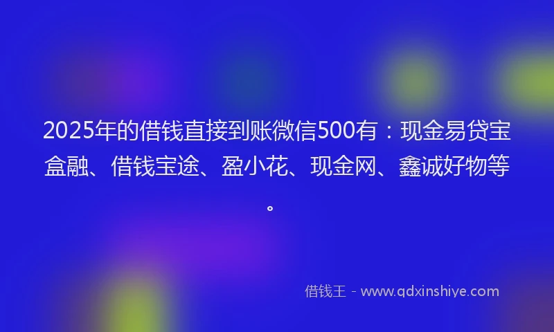 2025年的借钱直接到账微信500有：现金易贷宝盒融、借钱宝途、盈小花、现金网、鑫诚好物等。