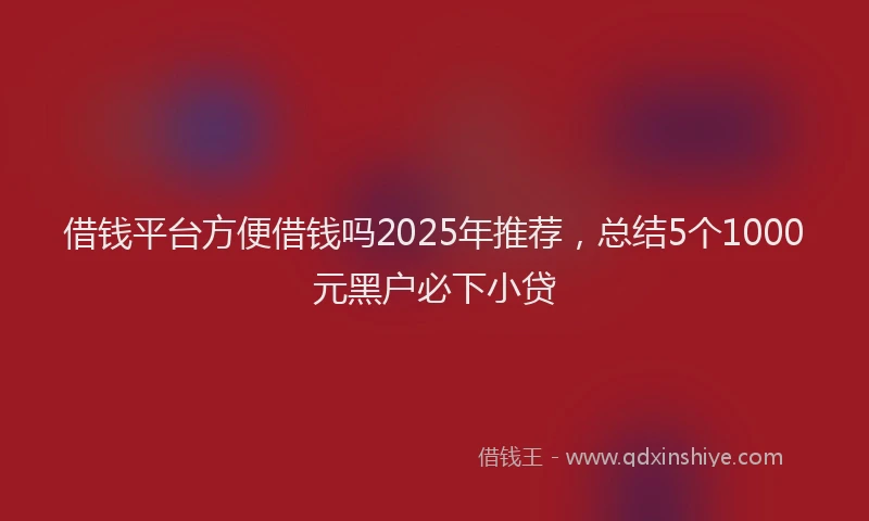 借钱平台方便借钱吗2025年推荐，总结5个1000元黑户必下小贷