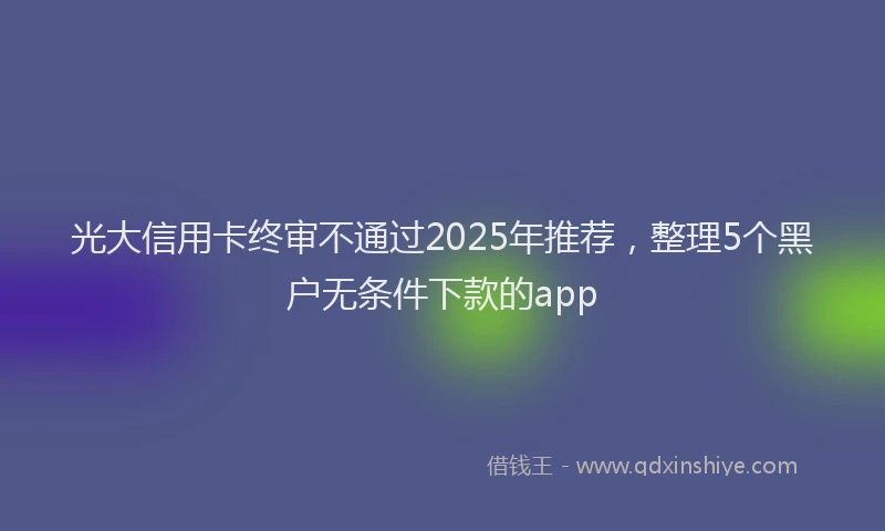 光大信用卡终审不通过2025年推荐，整理5个黑户无条件下款的app