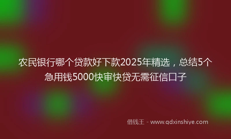 农民银行哪个贷款好下款2025年精选，总结5个急用钱5000快审快贷无需征信口子