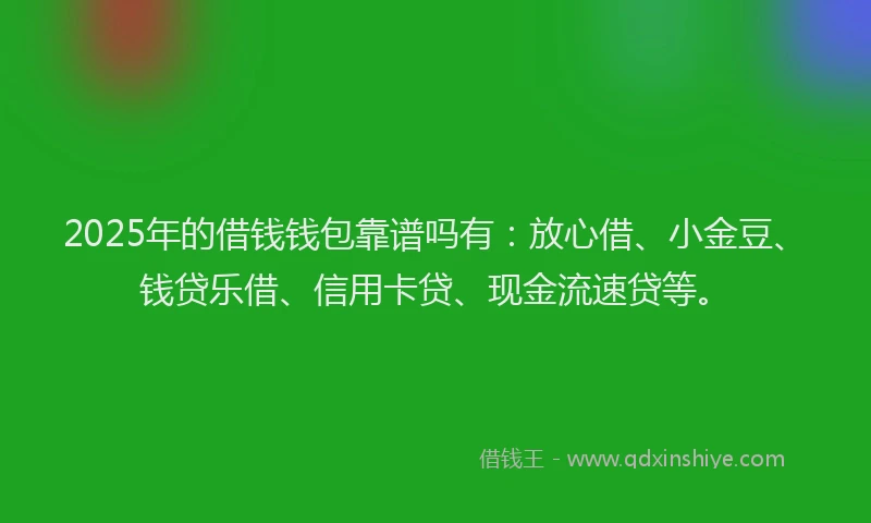 2025年的借钱钱包靠谱吗有：放心借、小金豆、钱贷乐借、信用卡贷、现金流速贷等。