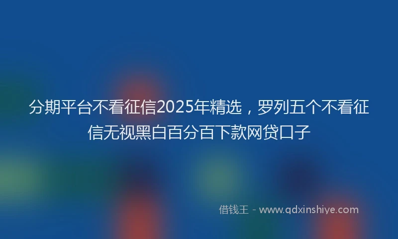分期平台不看征信2025年精选，罗列五个不看征信无视黑白百分百下款网贷口子