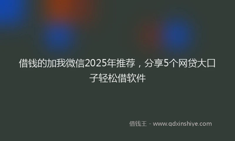 借钱的加我微信2025年推荐，分享5个网贷大口子轻松借软件