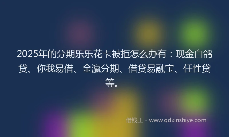 2025年的分期乐乐花卡被拒怎么办有：现金白鸽贷、你我易借、金瀛分期、借贷易融宝、任性贷等。