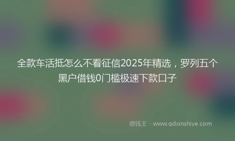 全款车活抵怎么不看征信2025年精选，罗列五个黑户借钱0门槛极速下款口子