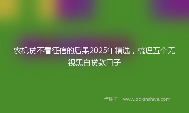 农机贷不看征信的后果2025年精选，梳理五个无视黑白贷款口子