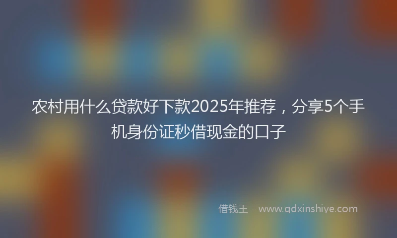 农村用什么贷款好下款2025年推荐，分享5个手机身份证秒借现金的口子