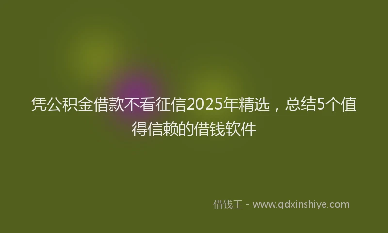 凭公积金借款不看征信2025年精选，总结5个值得信赖的借钱软件