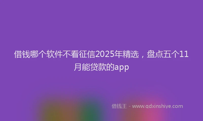 借钱哪个软件不看征信2025年精选，盘点五个11月能贷款的app