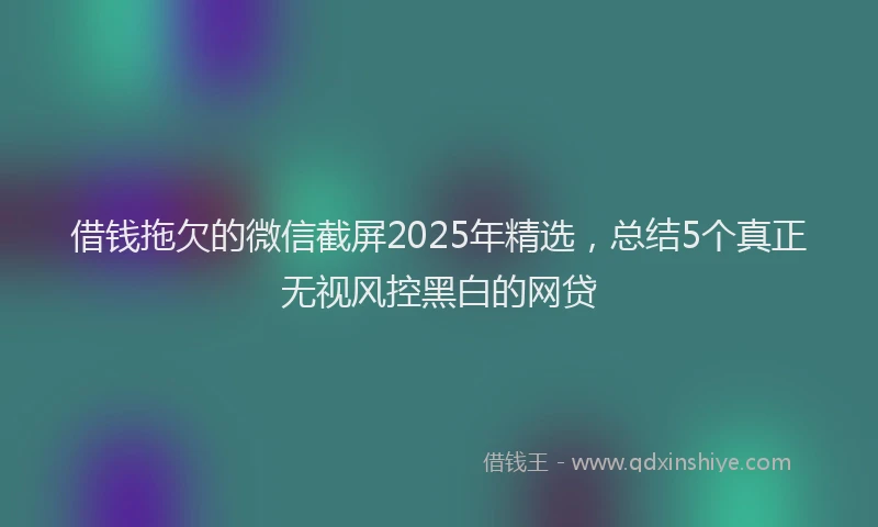借钱拖欠的微信截屏2025年精选，总结5个真正无视风控黑白的网贷