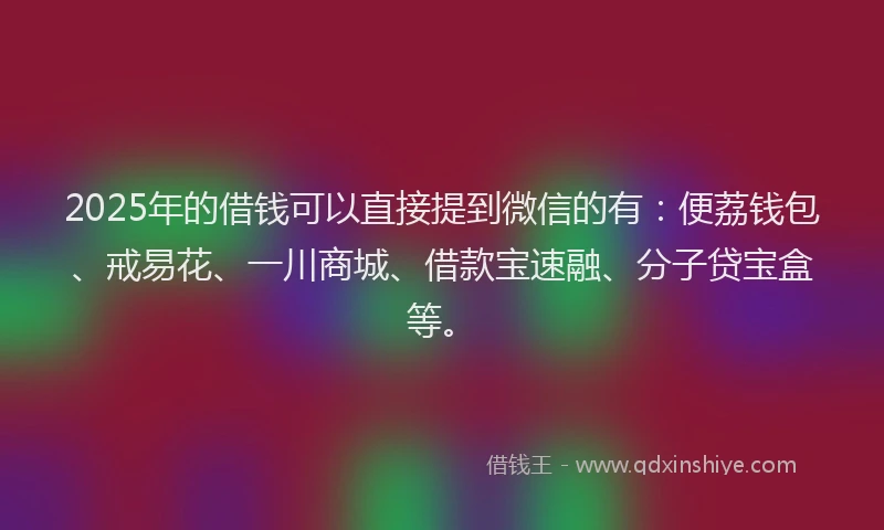2025年的借钱可以直接提到微信的有：便荔钱包、戒易花、一川商城、借款宝速融、分子贷宝盒等。