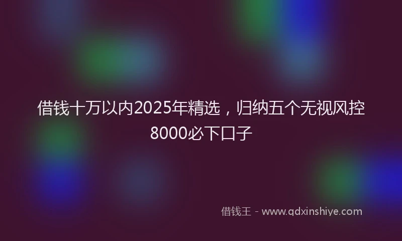 借钱十万以内2025年精选，归纳五个无视风控8000必下口子