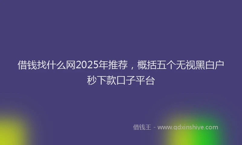 借钱找什么网2025年推荐，概括五个无视黑白户秒下款口子平台