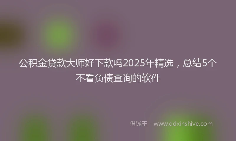 公积金贷款大师好下款吗2025年精选，总结5个不看负债查询的软件