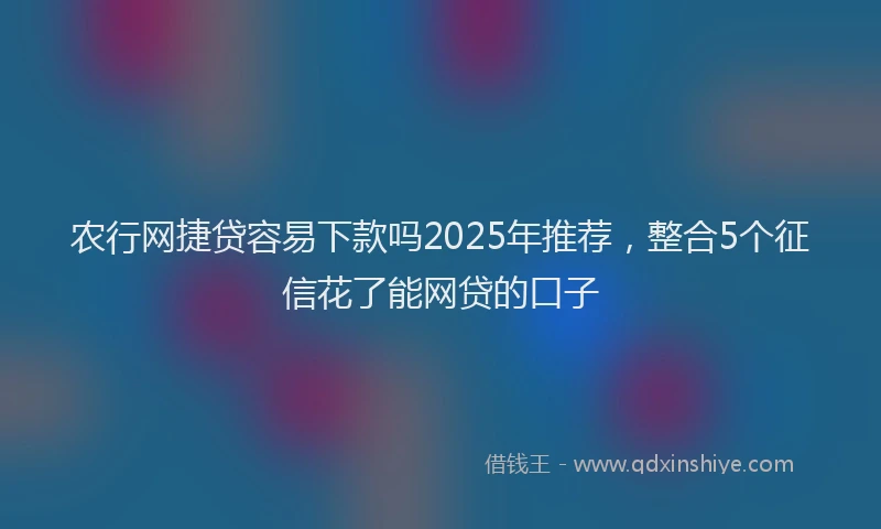 农行网捷贷容易下款吗2025年推荐，整合5个征信花了能网贷的口子