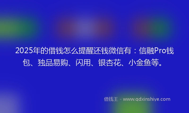 2025年的借钱怎么提醒还钱微信有：信融Pro钱包、独品易购、闪用、银杏花、小金鱼等。