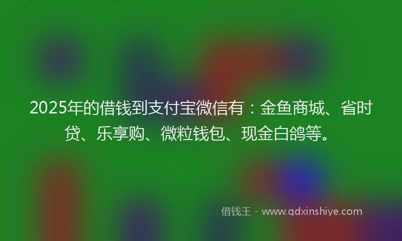 2025年的借钱到支付宝微信有：金鱼商城、省时贷、乐享购、微粒钱包、现金白鸽等。