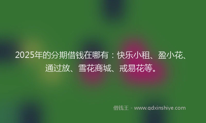 2025年的分期借钱在哪有：快乐小租、盈小花、通过放、雪花商城、戒易花等。