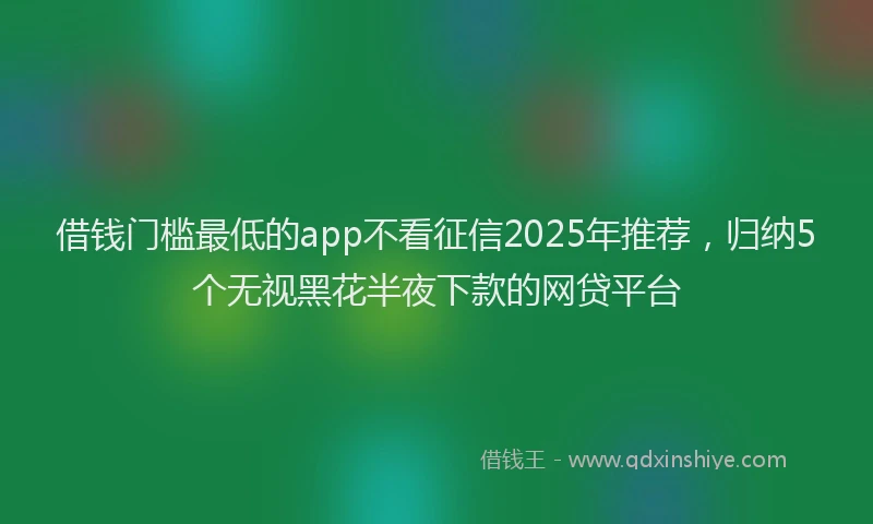 借钱门槛最低的app不看征信2025年推荐，归纳5个无视黑花半夜下款的网贷平台