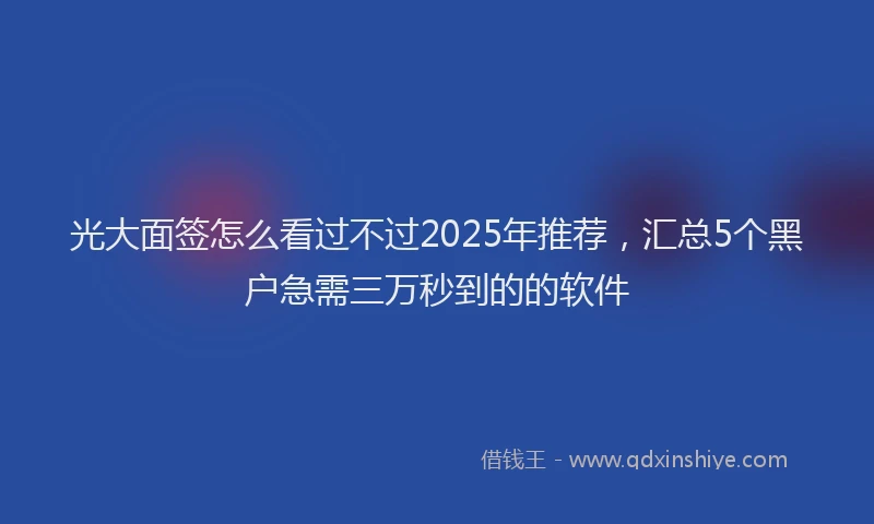 光大面签怎么看过不过2025年推荐，汇总5个黑户急需三万秒到的的软件