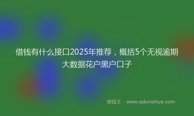 借钱有什么接口2025年推荐，概括5个无视逾期大数据花户黑户口子