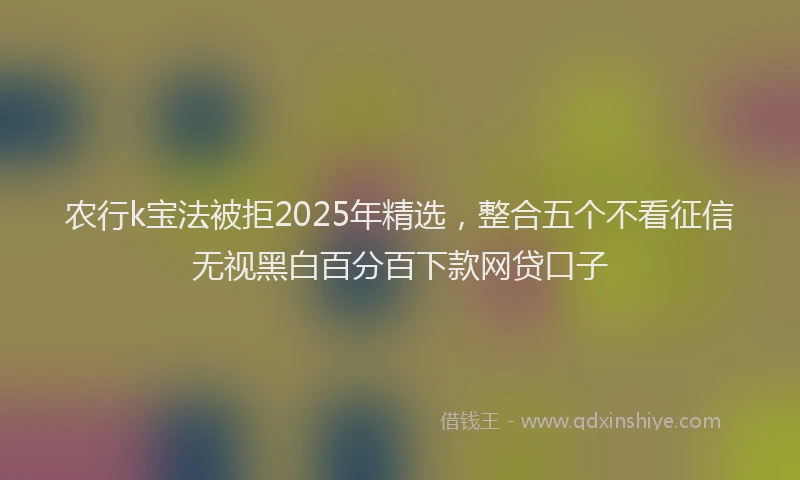 农行k宝法被拒2025年精选，整合五个不看征信无视黑白百分百下款网贷口子