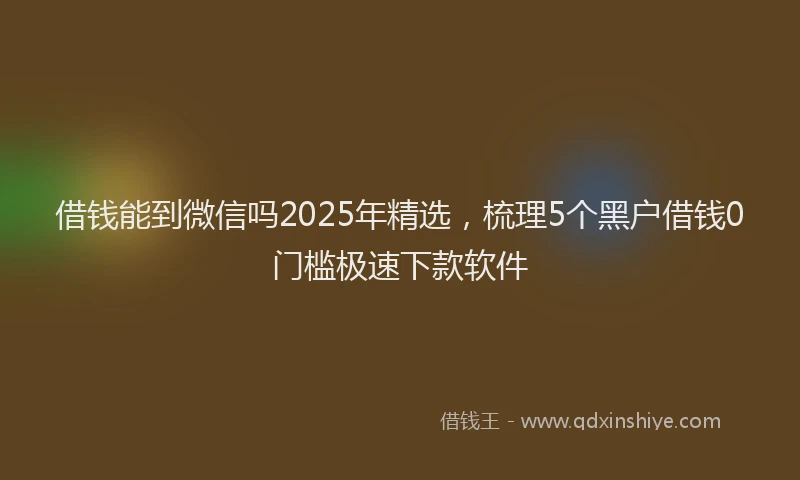 借钱能到微信吗2025年精选，梳理5个黑户借钱0门槛极速下款软件