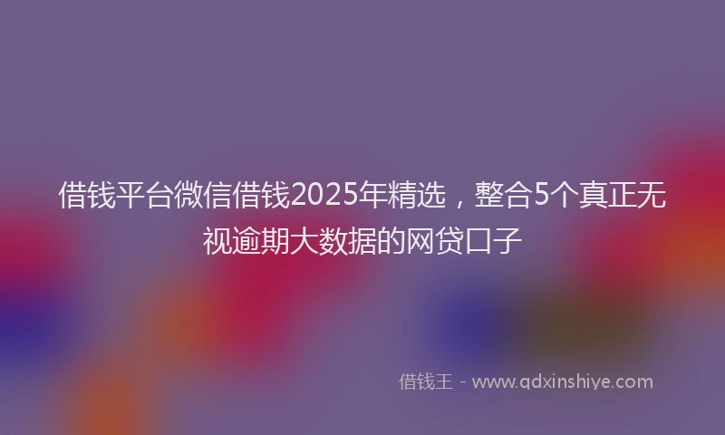 借钱平台微信借钱2025年精选，整合5个真正无视逾期大数据的网贷口子